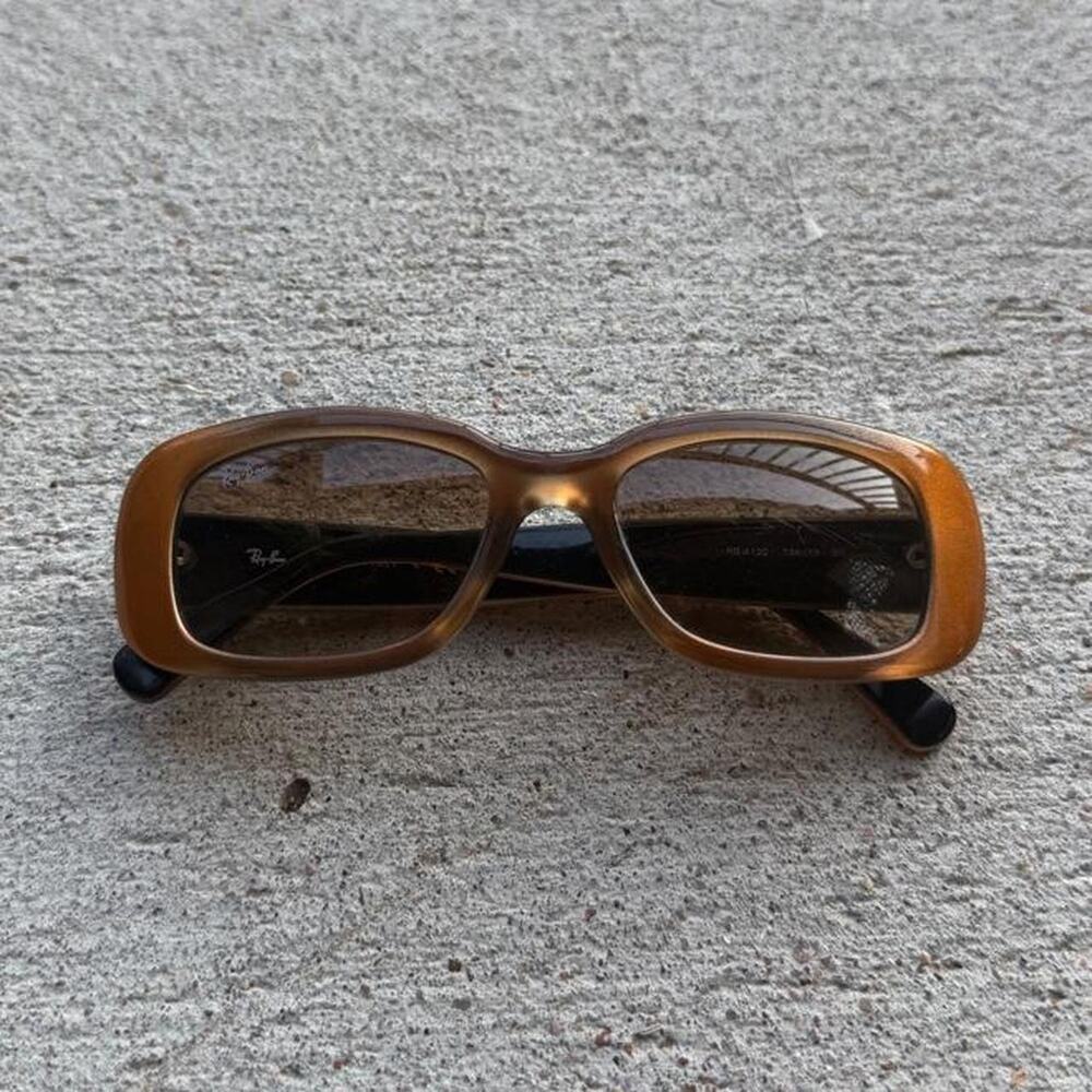 Women's ray bans sunglasses square round eye brown